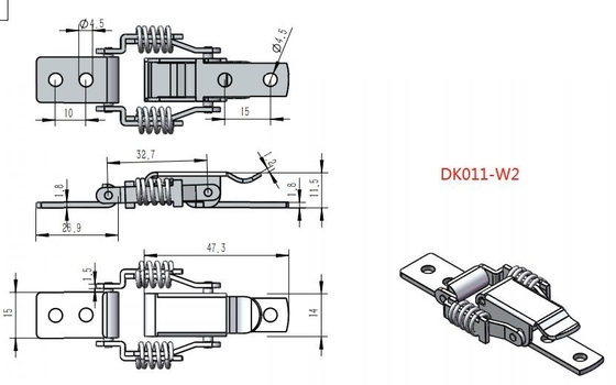 DK011G2 安全フック付きステンレス スチール スプリング クロー トグル ラッチ